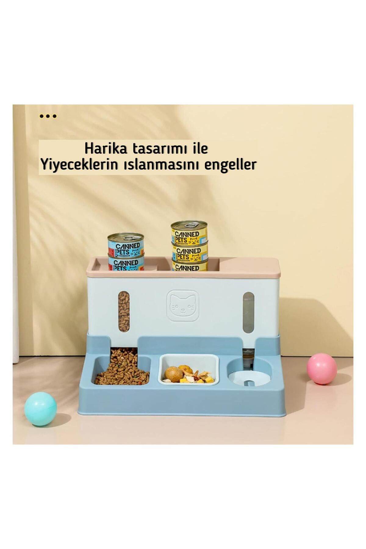 3’ü 1 Arada Evcil Hayvan Kedi Ve Köpek Mama Ve Su Kabı