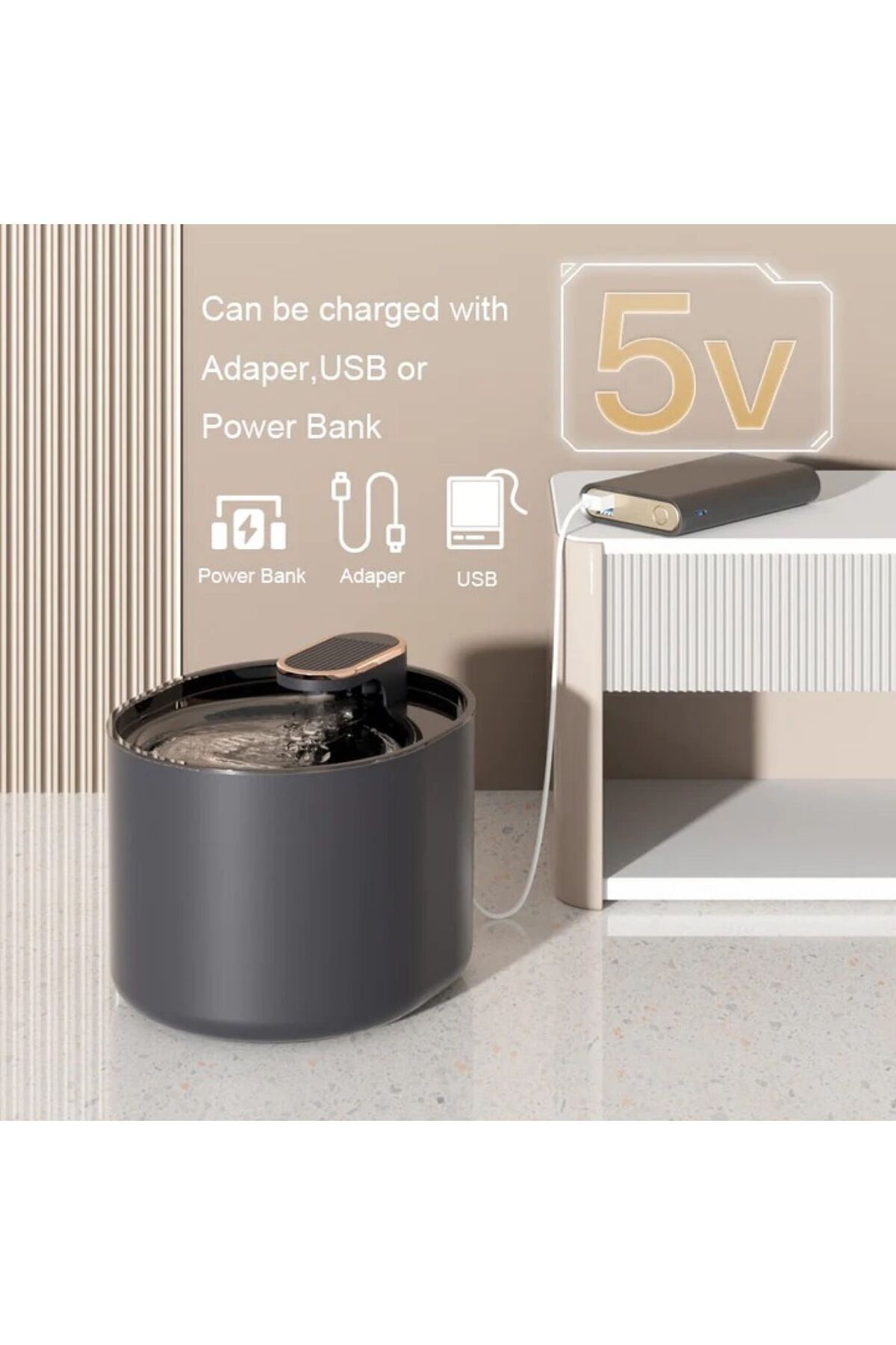 Otomatik Kedi Köpek Su Pınarı Su Çeşmesi Ultra Sessiz Su Şelalesi (LED İŞIKLI, USB ADAPTÖRLÜ)