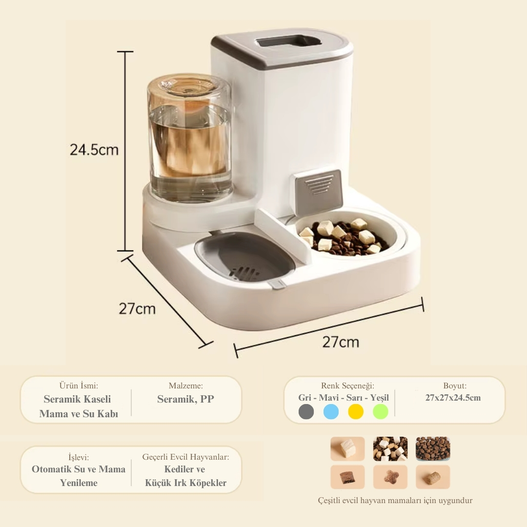 Seramik Kaseli Evcil Hayvan Kedi Köpek Mama Ve Su Kabı küçük resim 5