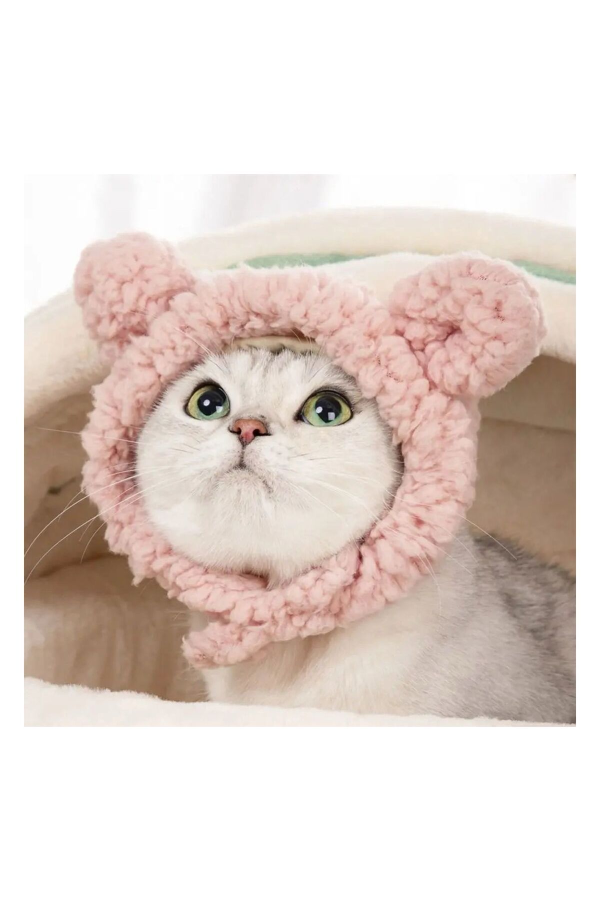Ayarlanabilir Sevimli Kedi Şapkası (Pembe) M beden 1 yaş ve üzeri küçük resim 4