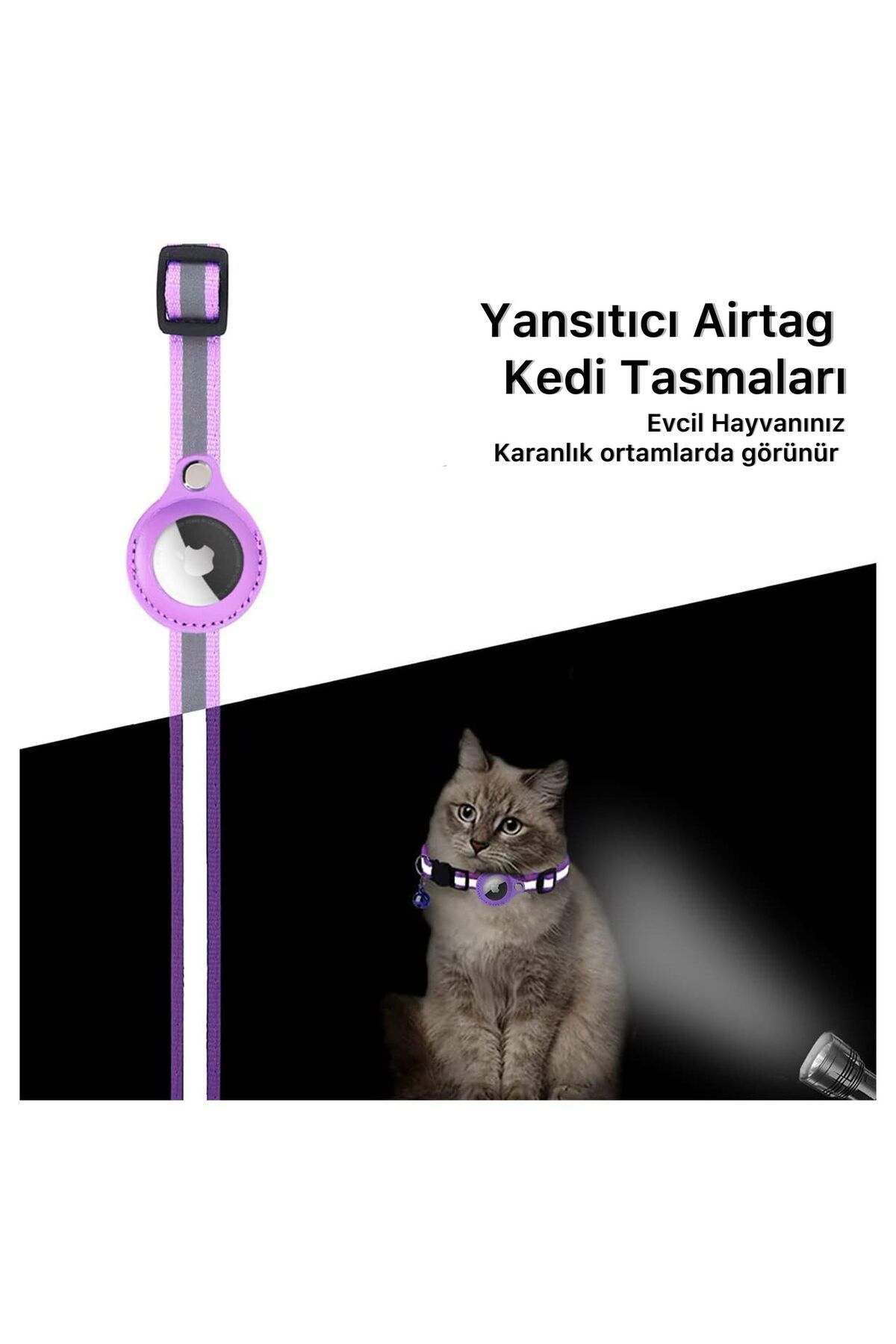 Airtag Uyumlu Tutucu Özellikli Kedi Tasması küçük resim 2