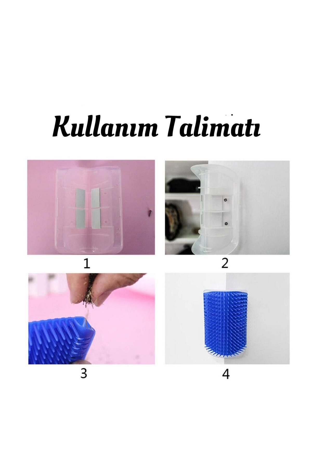 Köşeye Monte Edilebilir Catnipli Kedi Masaj Fırçası Kaşınma Aparatı Yapıştırılabilir küçük resim 3