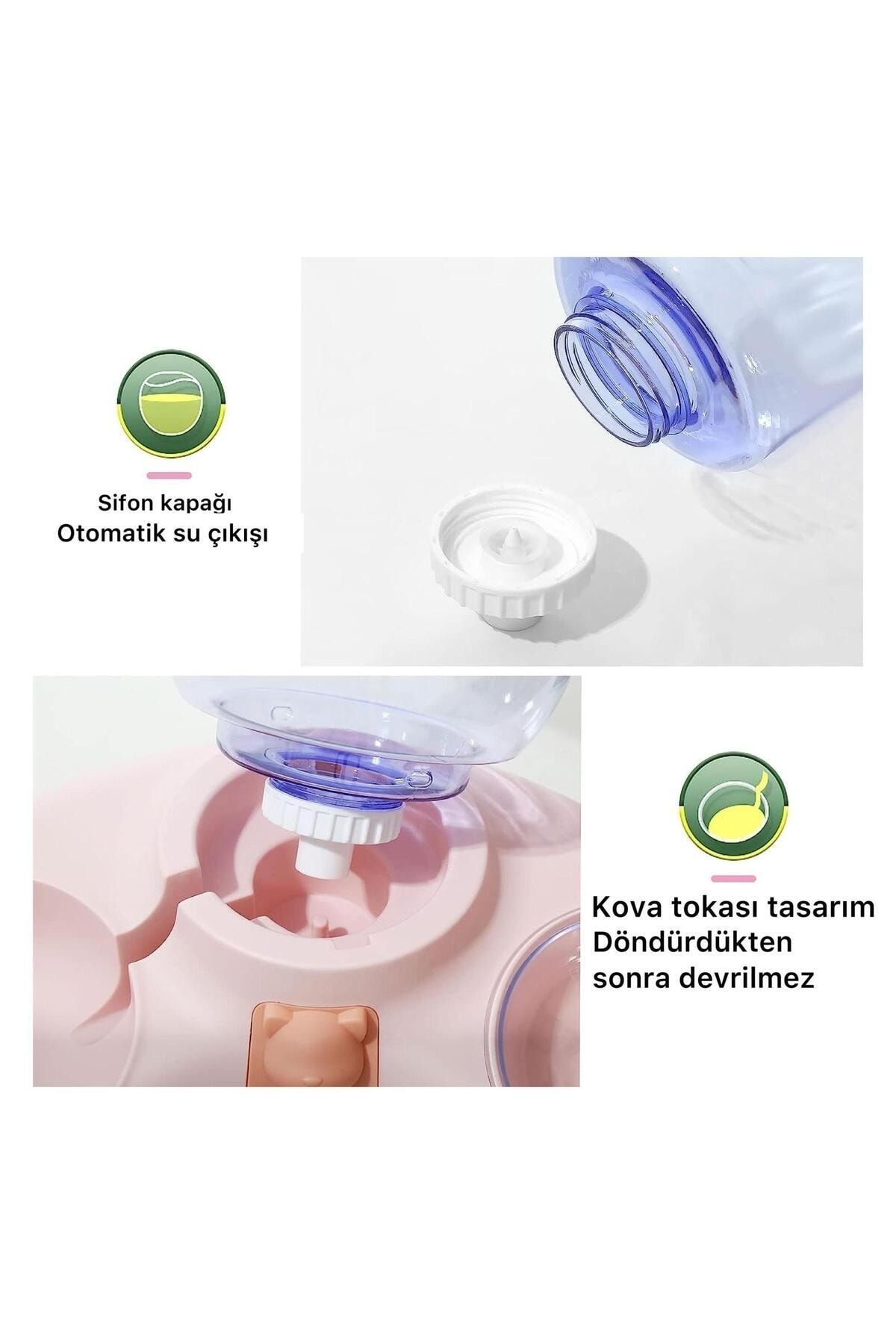 Yeni Evcil Hayvan Hazneli Kedi-köpek Mama Ve Su Kabı Seti 1.4l küçük resim 2