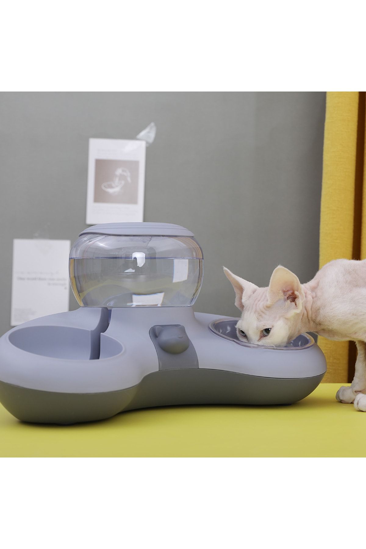 Yeni Evcil Hayvan Hazneli Kedi-köpek Mama Ve Su Kabı Seti 1.4l küçük resim 3