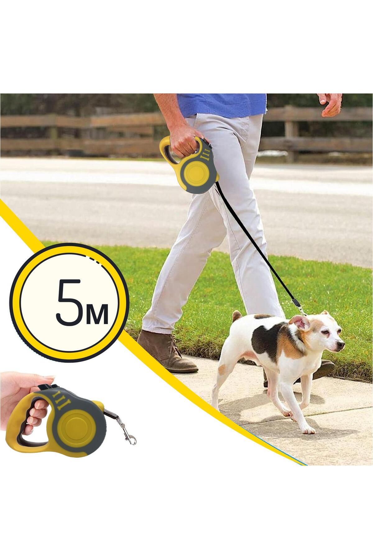 Makaralı Otomatik 5 Metre Geri Çekilebilen Kedi Köpek Gezdirme Tasması küçük resim 2