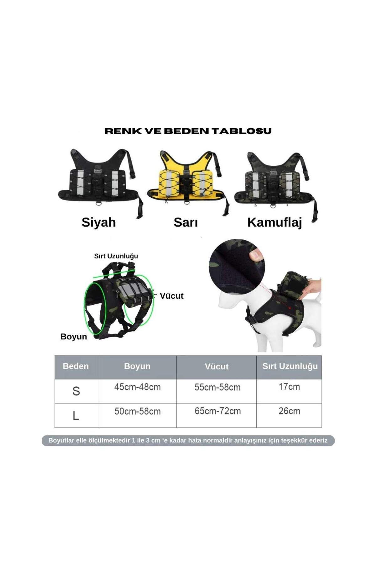 Küçük ve Orta Irk Köpek Göğüs Tasması Çantası Su Geçirmez Yansıtıcılı Sırt Tasması Çantaları küçük resim 5