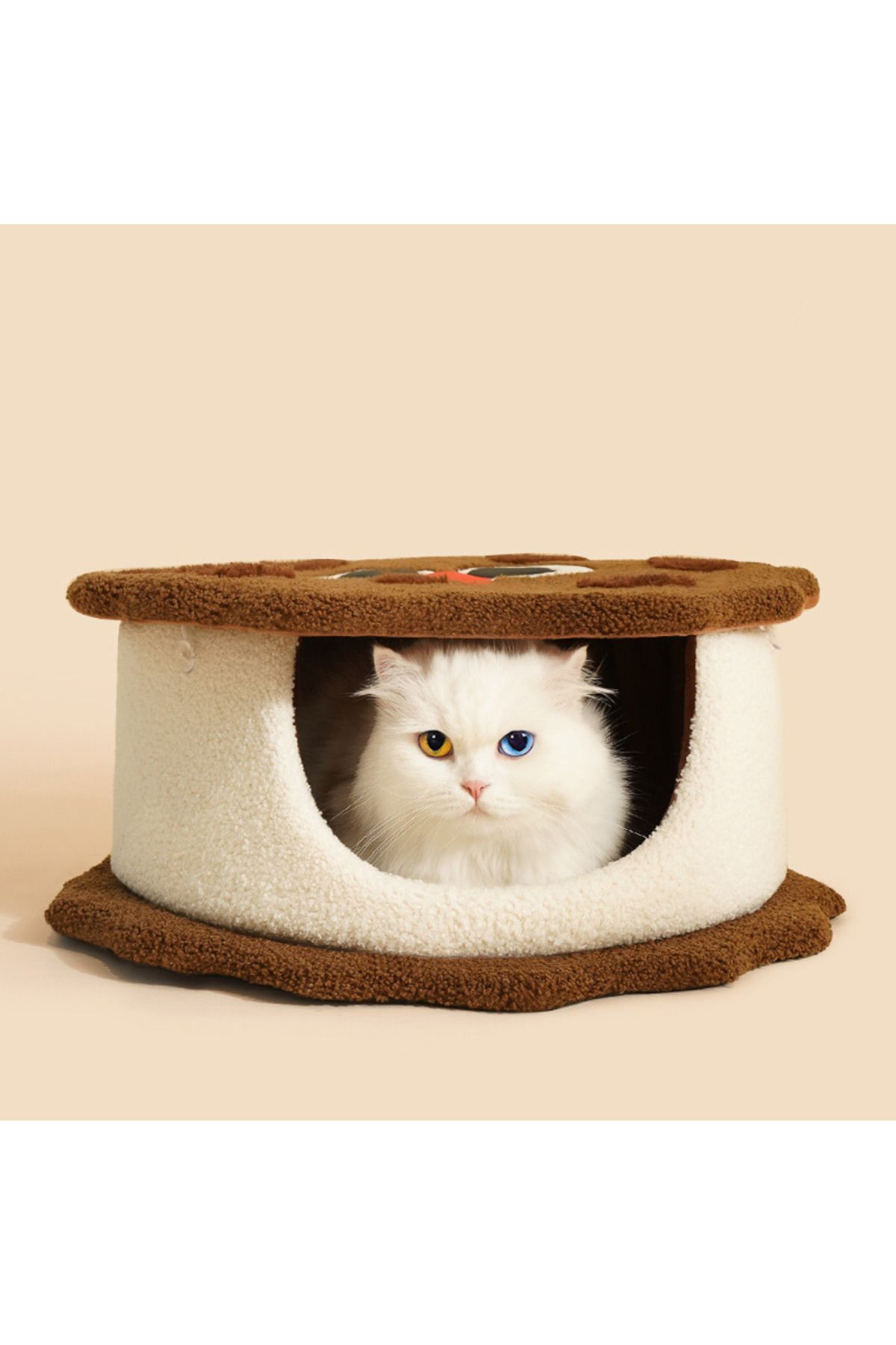 Bisküvili Model Kedi Evi Yumuşak Kedi Yatağı