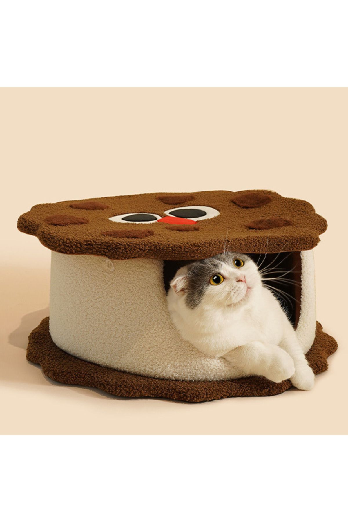 Bisküvili Model Kedi Evi Yumuşak Kedi Yatağı küçük resim 2