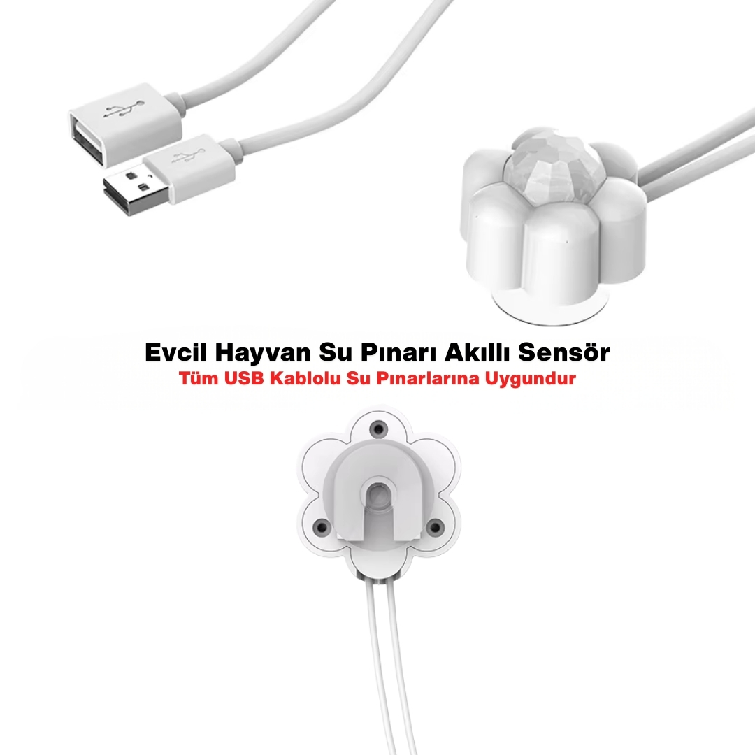 Kedi Su Pınarı Çeşmesi Akıllı Hareket Sensörü Kızılötesi | Usb Ile Çalışır küçük resim 2